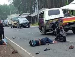 Hilang Kendali Motor Tabrak Truk Diesel di Jalan Sukabumi-Sagaranten